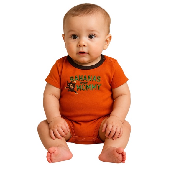 Carter’s Orange Graphic Baby Bodysuit “Bananas Over Mommy” 6M - Picture 1 of 12